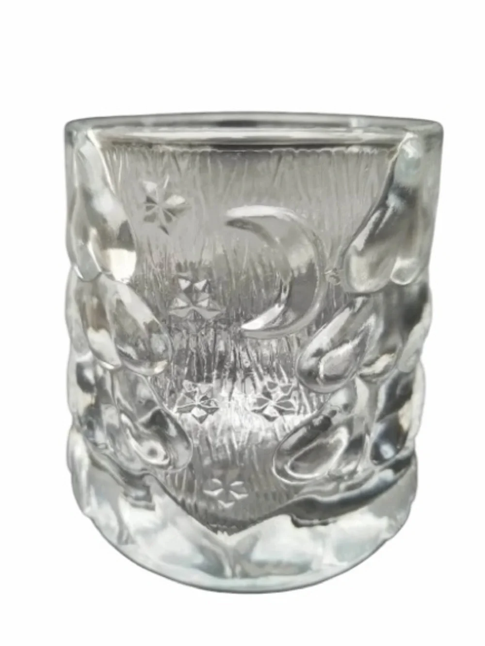 Vintage Indonesia Glass Votive Candle  Holders set of 2 - winter moon Christmas